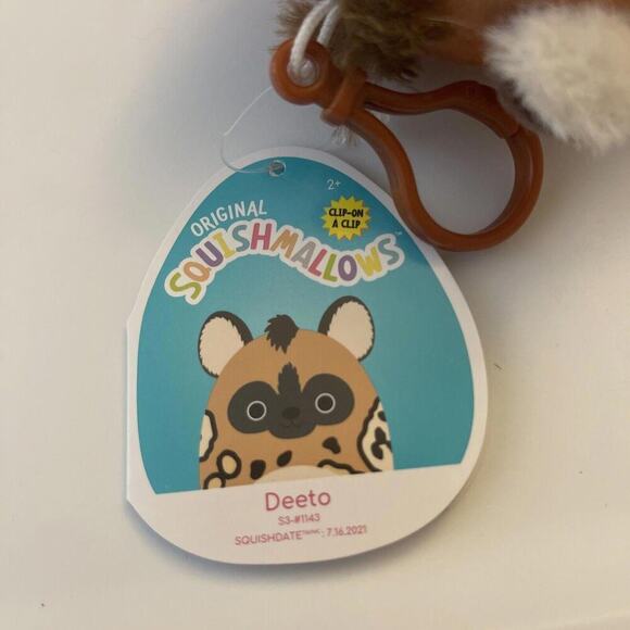 Squishmallows Kellytoy Plush Deeto the Spotted Hyena 3.5" Clip On - Picture 3 of 3